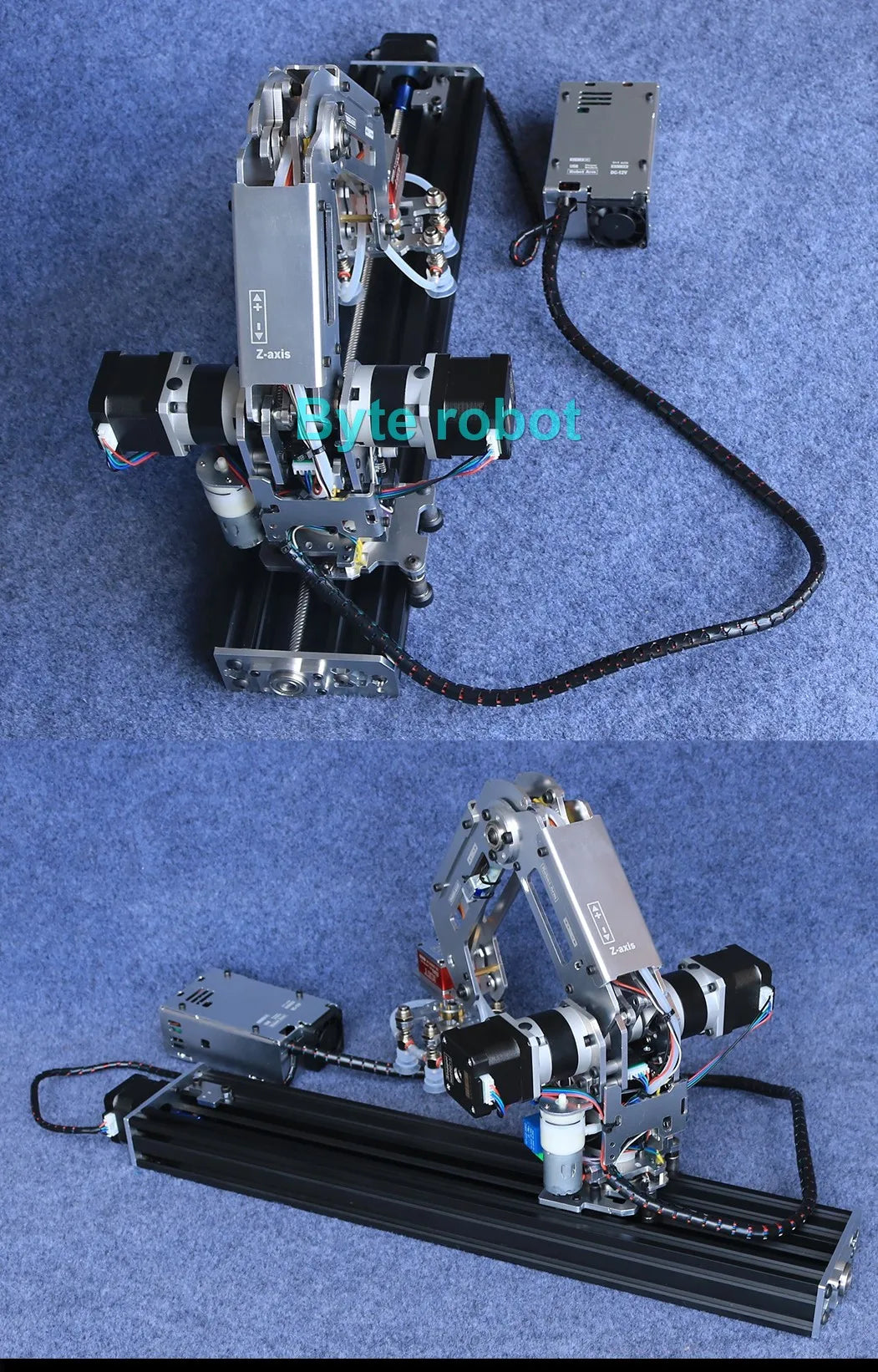 Full Metal Stepper Robot Arm 4 Aixs Mechanical Arm Bracket Sliding Table Unassembled Kit for Industrial Robot Model Stepper Claw