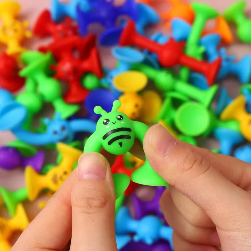 Small Bees Suction Cup Toys Set,Soft Building Blocks Pop Sucker,Parent-child Interactive Game, Window Bath Toys