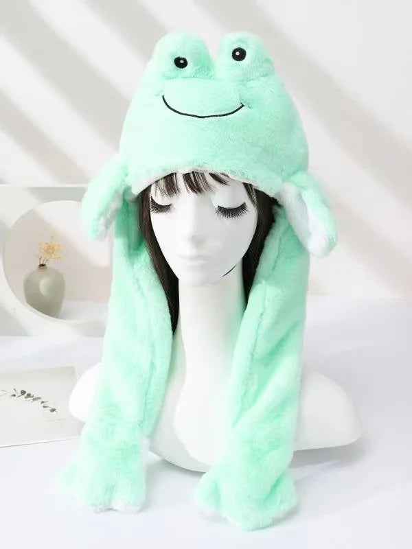 Cartoon Bunny Ear Move Hat Jumping up Toys Rabbit Girls Animal Plush Costume Cosplay Cap Kids Party for Adult Funny Anime Hat