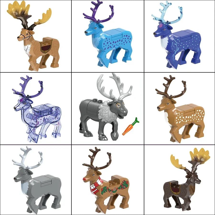 Hot Christmas Building Block Gift Animals Deer Elk Reindeer Figures Brick Xmas Tree Educational Toy Gift for Boy Kid Block Model