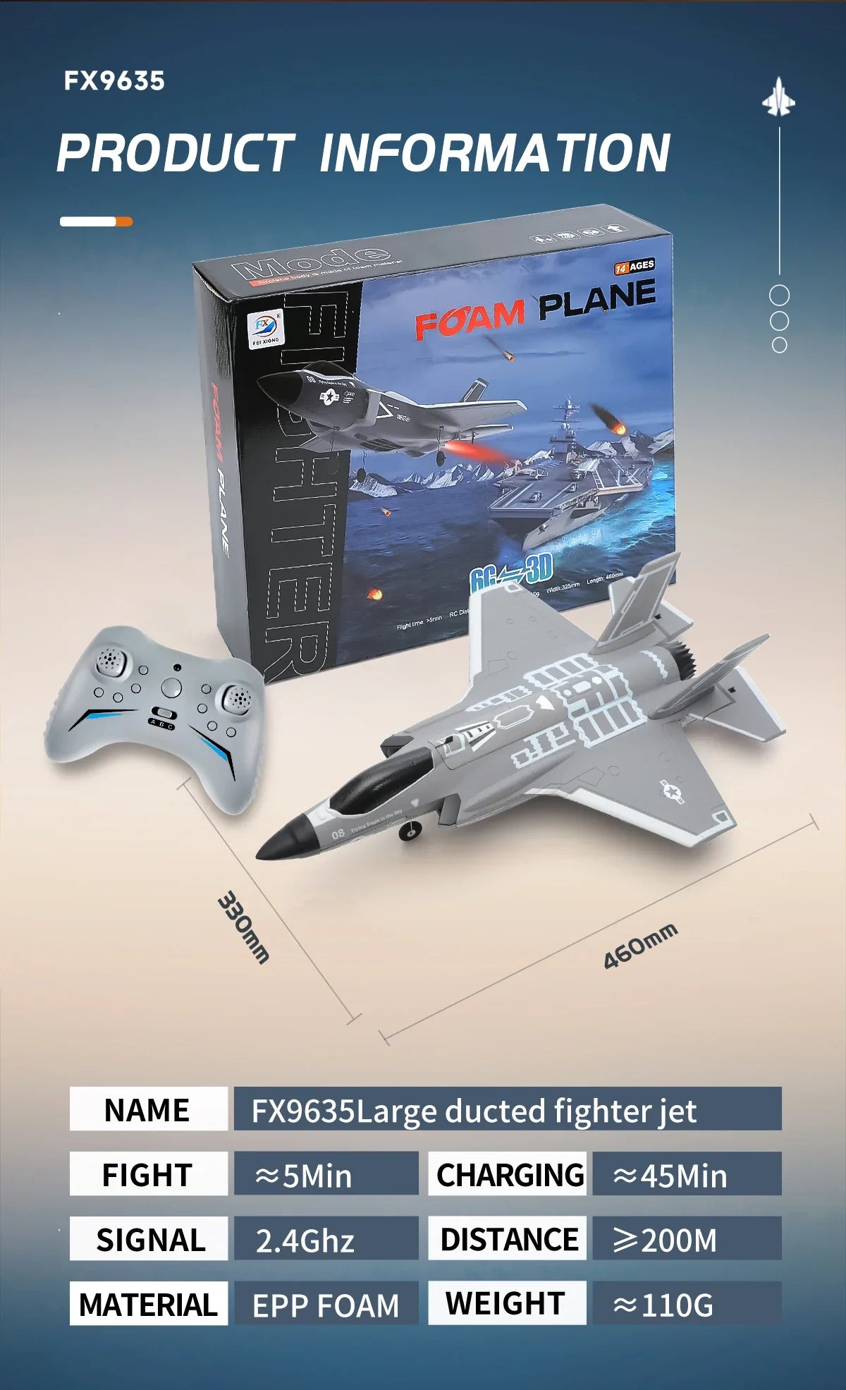 FX9635 RC Plane F35 4CH Fighter Jet Remote Control Airplane High Brushless Stunt Flying Glider Model Toys for Adults Boys Gift