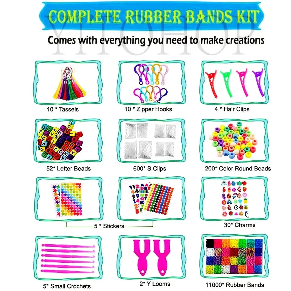 2400pcs Loom Bands Kit, Rubber Bands For Bracelet Making Kit DIY Art Craft Kit   &Boys Creativity Ideal Birthday Gifts