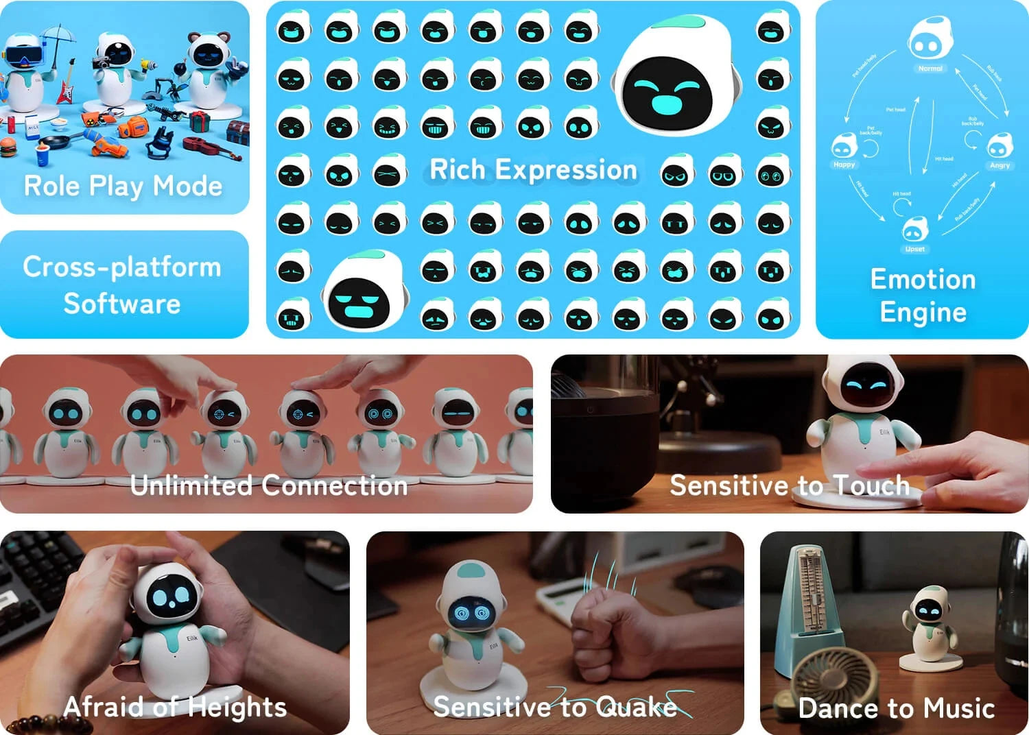 Eilik Smart Robot Pet Toy AI Emotional Intelligent Companion Pets Robot Touch Intractive Desktop Toys Children Adult Fun Gifts
