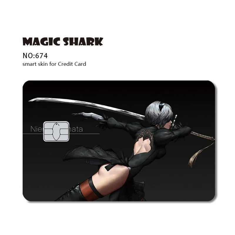 Magic Shark Anime Cartoon Game Save Money Pig Case Cover Film Skin Sticker for Small Chip Credit Card Bus Card