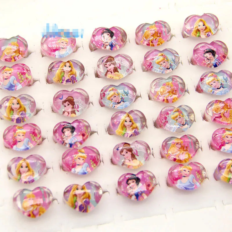12PCS Disney Princess Cartoon Finger Ring Toy Kids Happy Birthday Party Favor Girl Cute Giveaway Souvenir