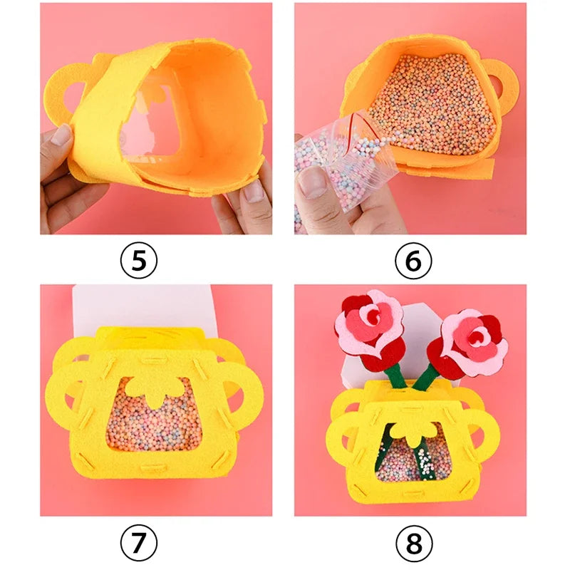 DIY Flower Toys Montessori Arts Crafts Non-weaving Handicrafts Flowerpot Toys for Kids Early Preschool Educational Funny Gifts