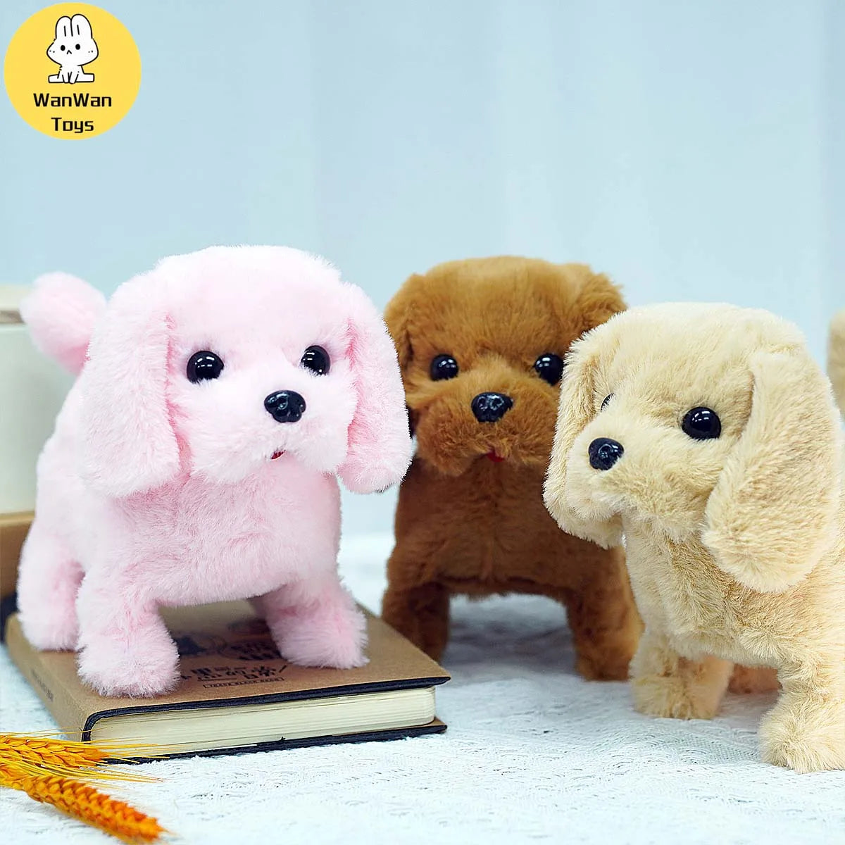 Realistic Electric Imitation Big Dog Puppy Plush Toy Cute Puppy Walking Barking Wagging Tail Stuffed Animal Plush Doll