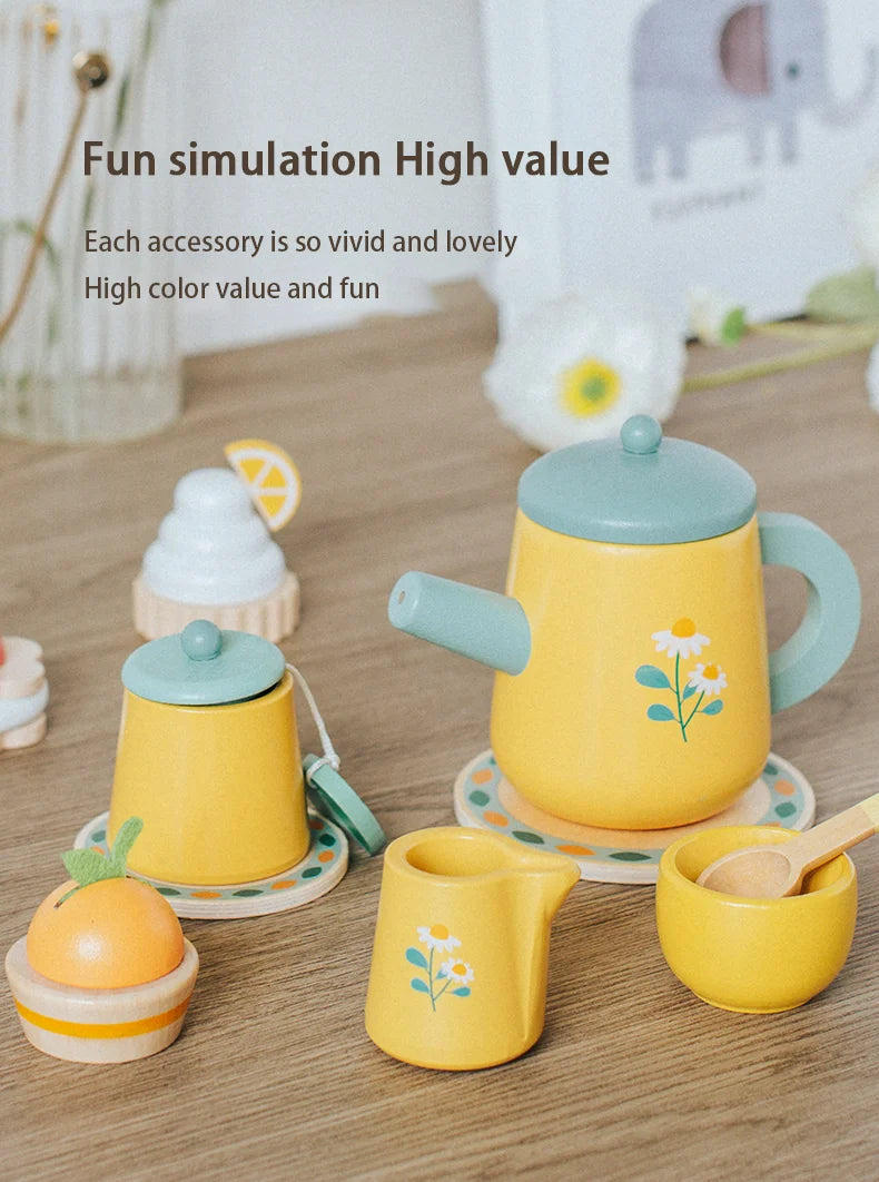 Children's Simulation Royal Afternoon Tea Toys, Early Learning Educational Toys, Wooden Simulation Dessert Cake, Role Playing