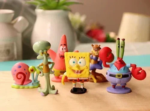 6pcs/set 5.6CM Spongebob Action Figures Cartoon Movie Mini Dolls Children Birthday Gifts Set