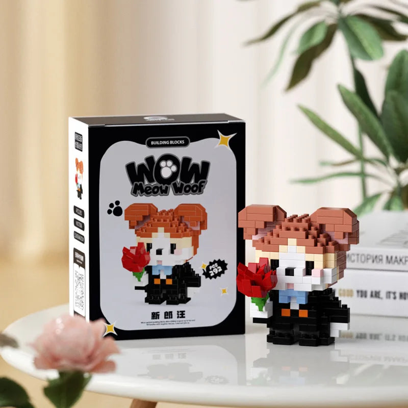 New 24 Styles Kawaii Pet Cat/Dog Small Particle Building Blocks Educational Room Decoration Children's Christmas Gifts