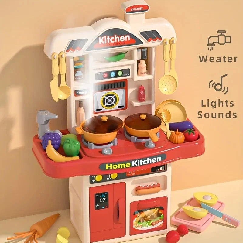 Simulation Kitchen Children Toys Realistic Cooking Utensils Table Board Game Toys With Lights Sound Cartoon Gift for Girls Boys
