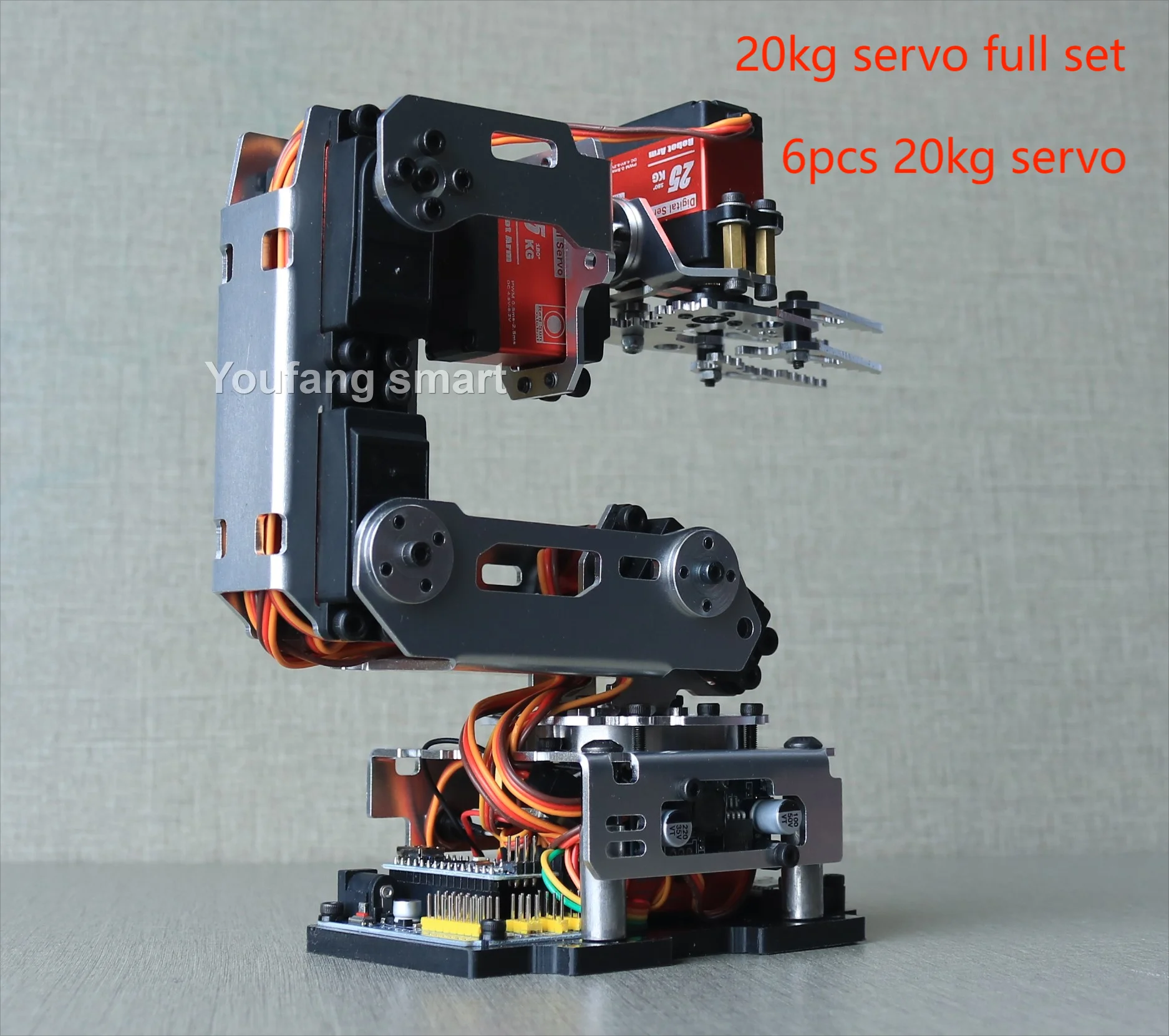 6 DOF Robotic Arm with Claw Clamp Gripper Kit Compatible 20Kg Servo for Arduino Robot DIY Kit Android App Programmable Robot Arm