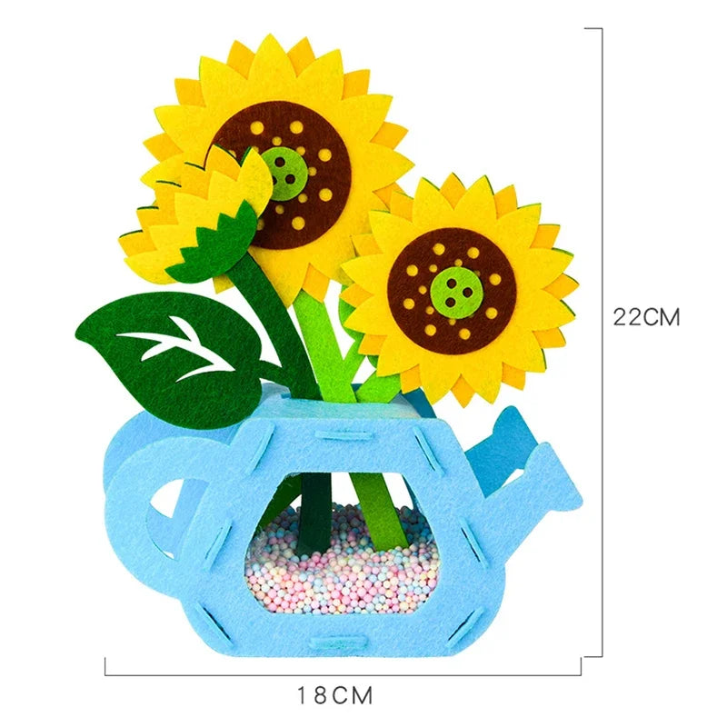 DIY Flower Toys Montessori Arts Crafts Non-weaving Handicrafts Flowerpot Toys for Kids Early Preschool Educational Funny Gifts