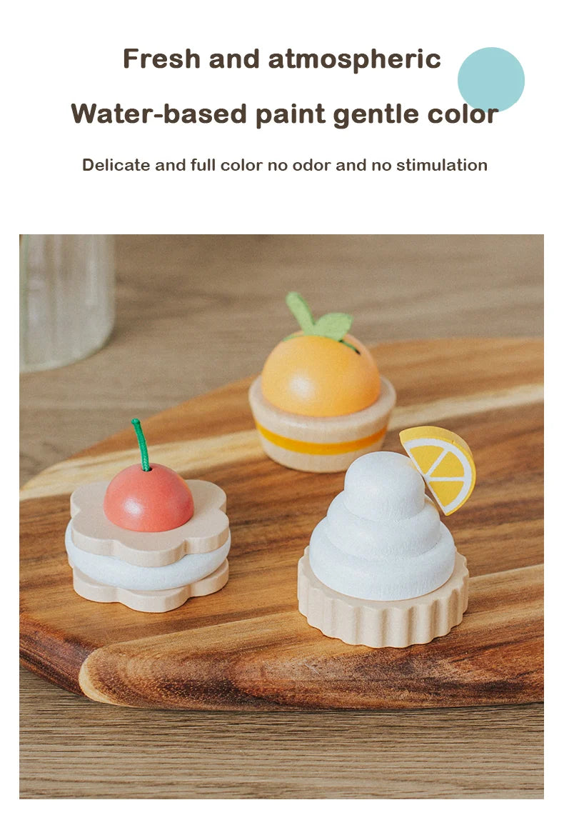 Children's Simulation Royal Afternoon Tea Toys, Early Learning Educational Toys, Wooden Simulation Dessert Cake, Role Playing