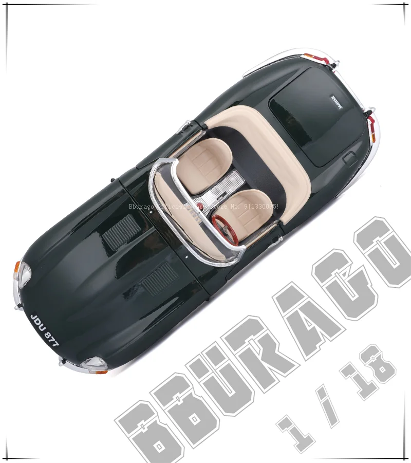 Bburago 1:18 Scale Jaguar E-type Cabriolet Alloy Luxury Vehicle Diecast Pull Back Cars Model Toy Collection Gift