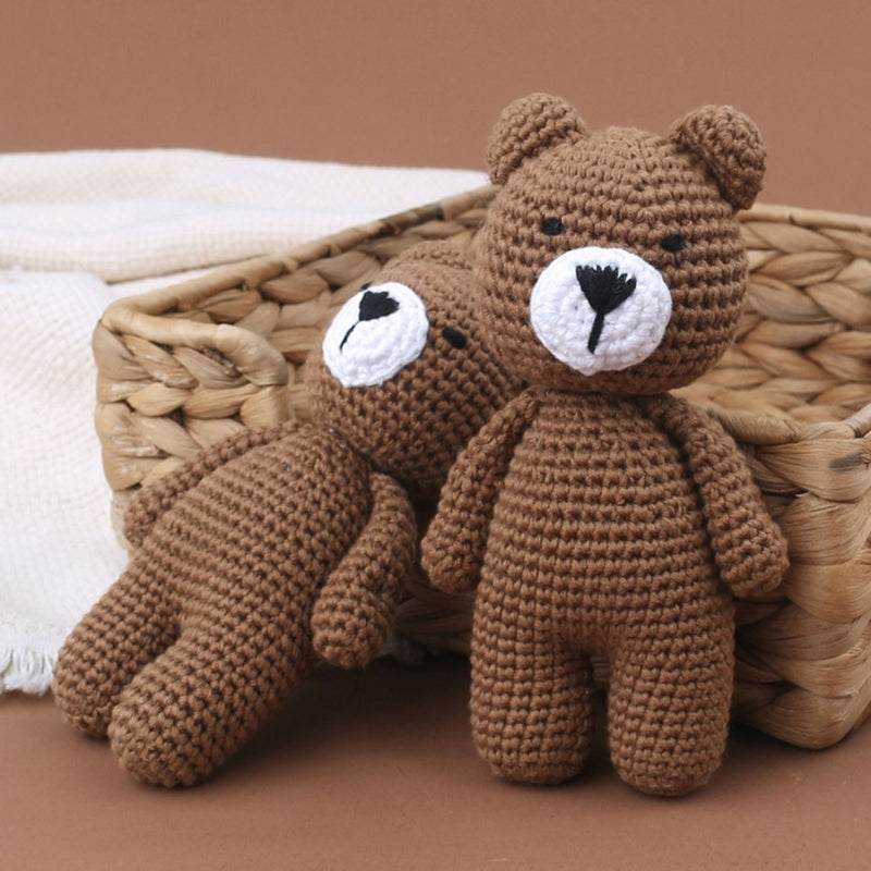 Crochet  Sleep Bear Toy for Baby First Stuffed Animal Friend Sleeping Buddy Newborn Photo Prop Christmas Gift