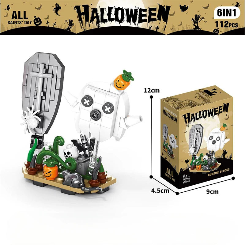603PCS Halloween Building Block Set Pumpkin House DIY Educational Building Block Toy Children's Festive Gifts for Home Decor