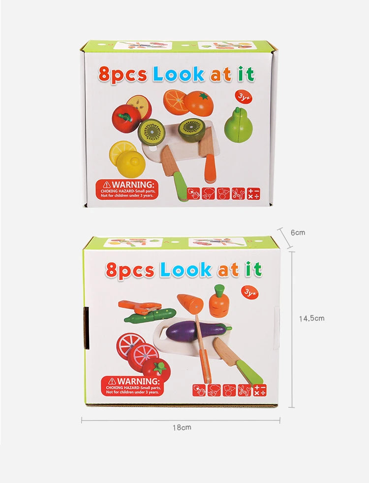 Fruit Vegetable Set Simulation Kitchen Pretend Toy Wooden Classic Game Montessori Educational Toy for Children Kids Gift Cutting