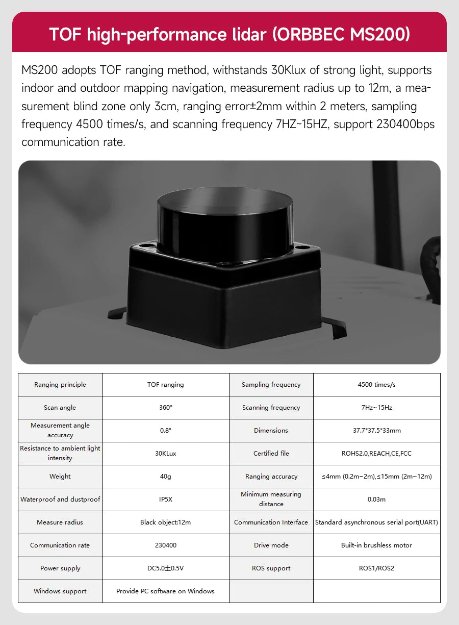 Raspberry Pi 5 Car ROS2 Educational Robot Kit with MS200 TOF Lidar Support SLAM Mapping Navigation AI Visual Recognition Python3