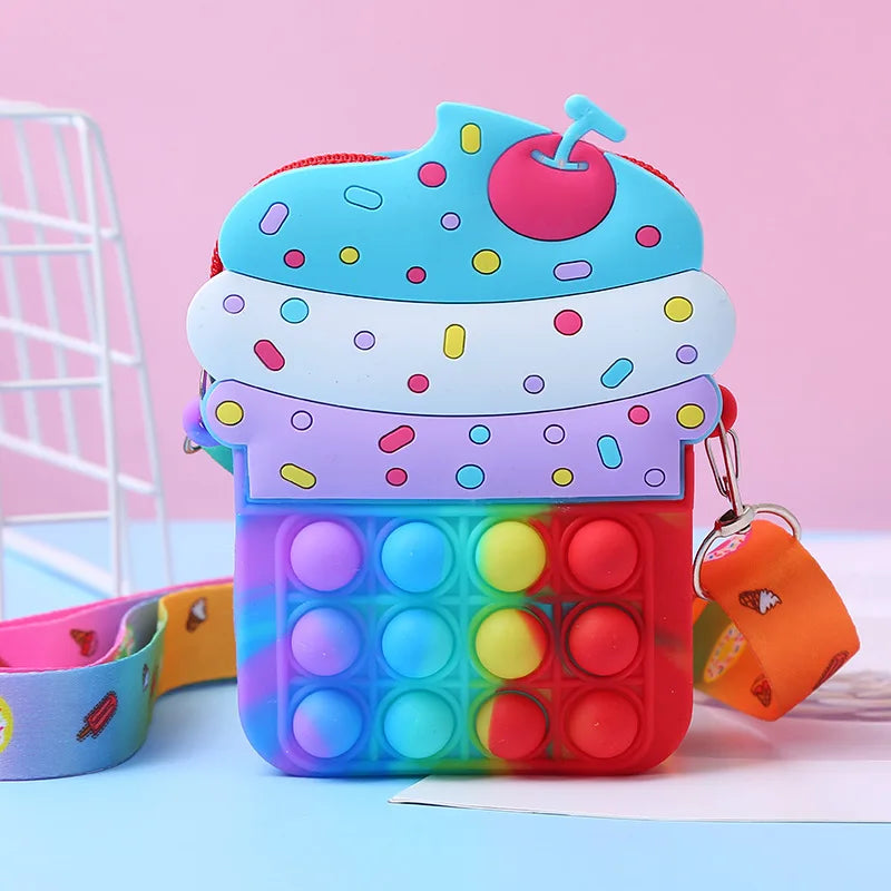 Rainbow Unicorn Bag Fidget Toys for Girls Decompression Stress Relief Funny Messenger Bag Coin Purse Children Gifts Juguetes