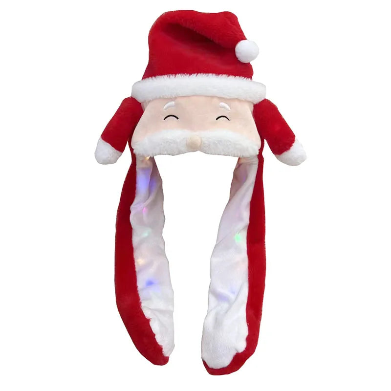 LED Light Bunny Ear Moving Hat Cute Animal Hat with Luminous Jumping up Plush Moving Ears Cap for Kids Funny Cosplay Party Hat