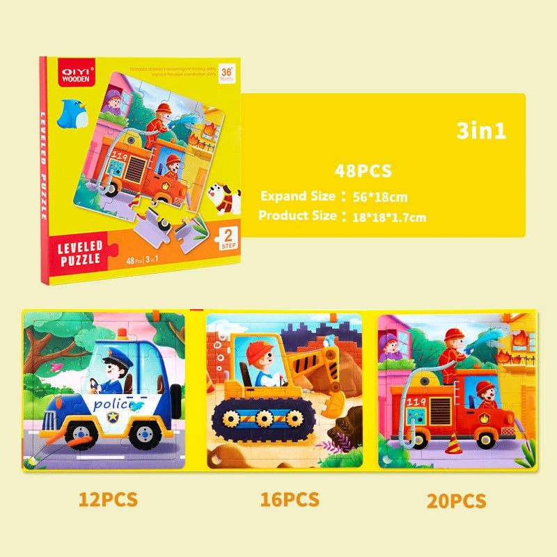 3 in 1 Cartoon Puzzle Book Baby Educational Toy Puzzle Folding Dinosaur Animal Travel Game Early Education Toy Gifts