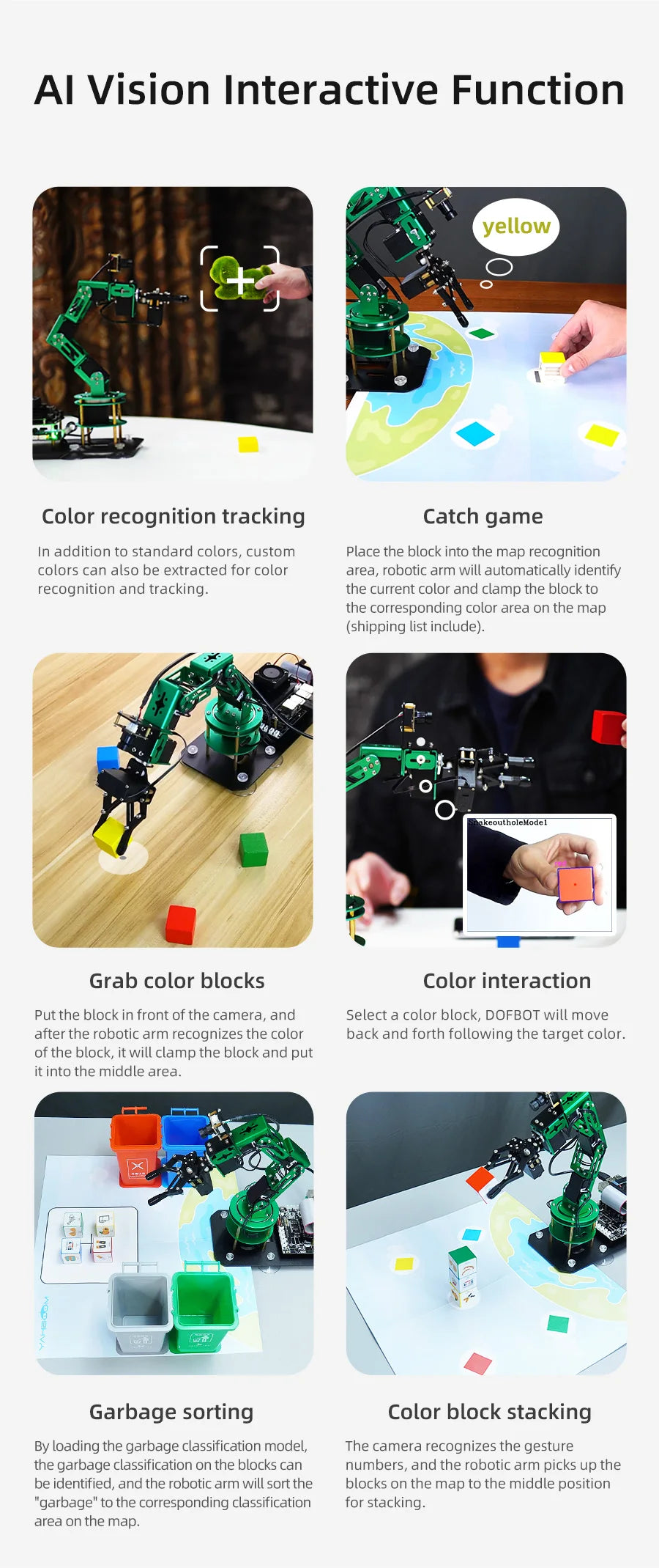 Yahboom 6DOF AI Visual Robotic Arm ROS Robot Kit Artificial Intelligence Robot with 15KG 6KG Servo for Jetson NANO 4GB CE ROHS