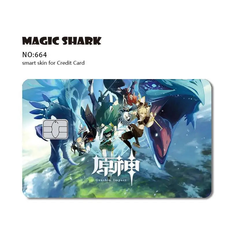 Magic Shark Anime Cartoon Game Save Money Pig Case Cover Film Skin Sticker for Small Chip Credit Card Bus Card