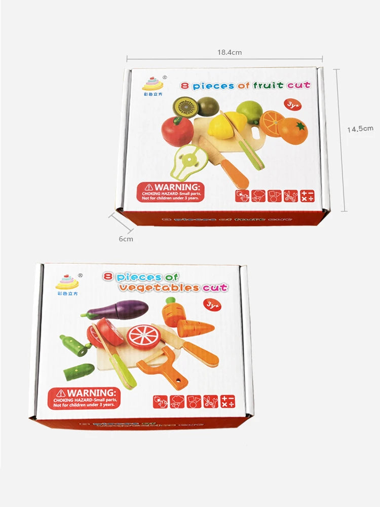 Fruit Vegetable Set Simulation Kitchen Pretend Toy Wooden Classic Game Montessori Educational Toy for Children Kids Gift Cutting