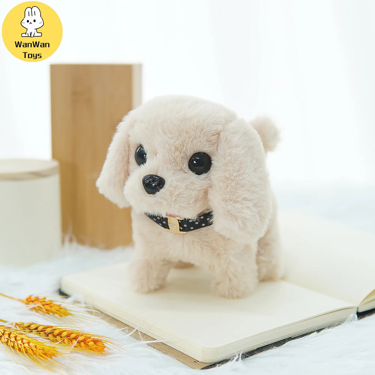 Realistic Electric Imitation Big Dog Puppy Plush Toy Cute Puppy Walking Barking Wagging Tail Stuffed Animal Plush Doll