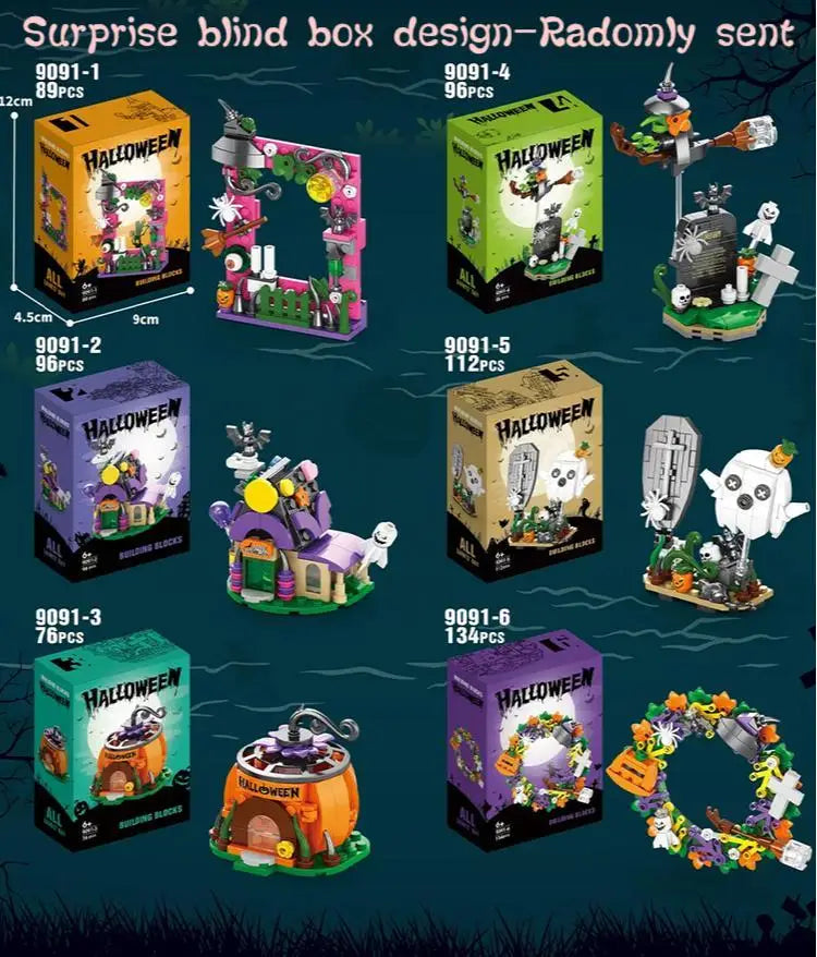 603PCS Halloween Building Block Set Pumpkin House DIY Educational Building Block Toy Children's Festive Gifts for Home Decor
