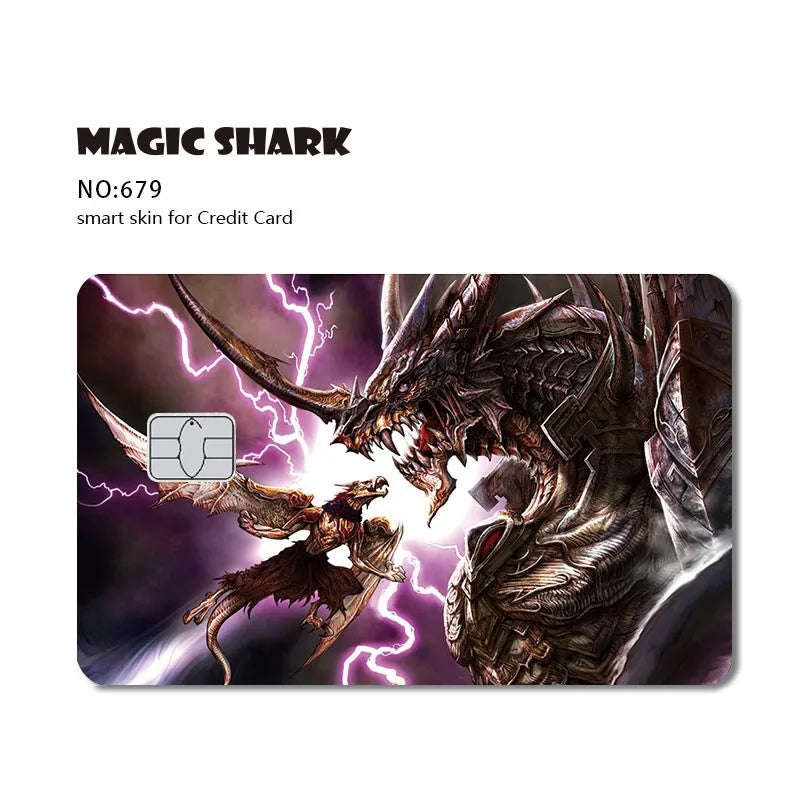 Magic Shark Anime Cartoon Game Save Money Pig Case Cover Film Skin Sticker for Small Chip Credit Card Bus Card
