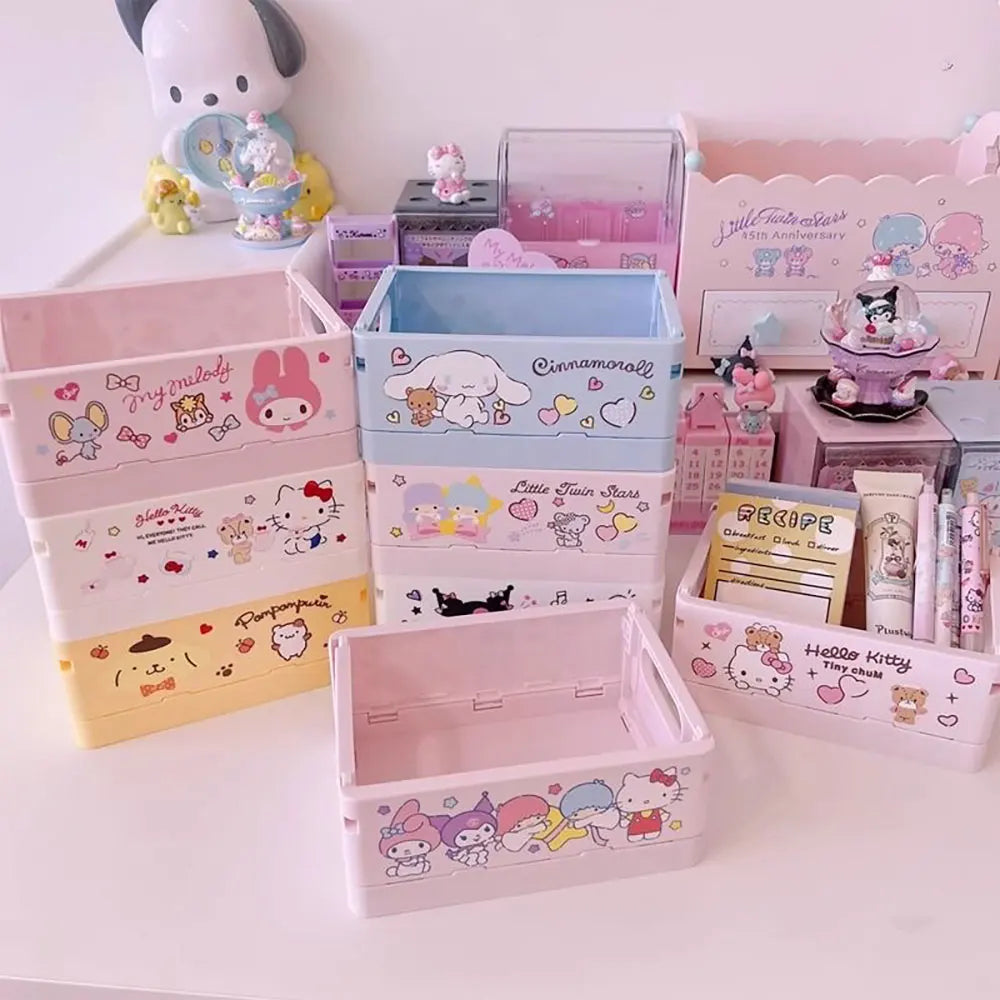 Foldable Sanrio Storage Box Kawaii Hellokitty Kuromi Cinnamoroll My Melody Desktop Storage Anime Cartoon Kids Gift