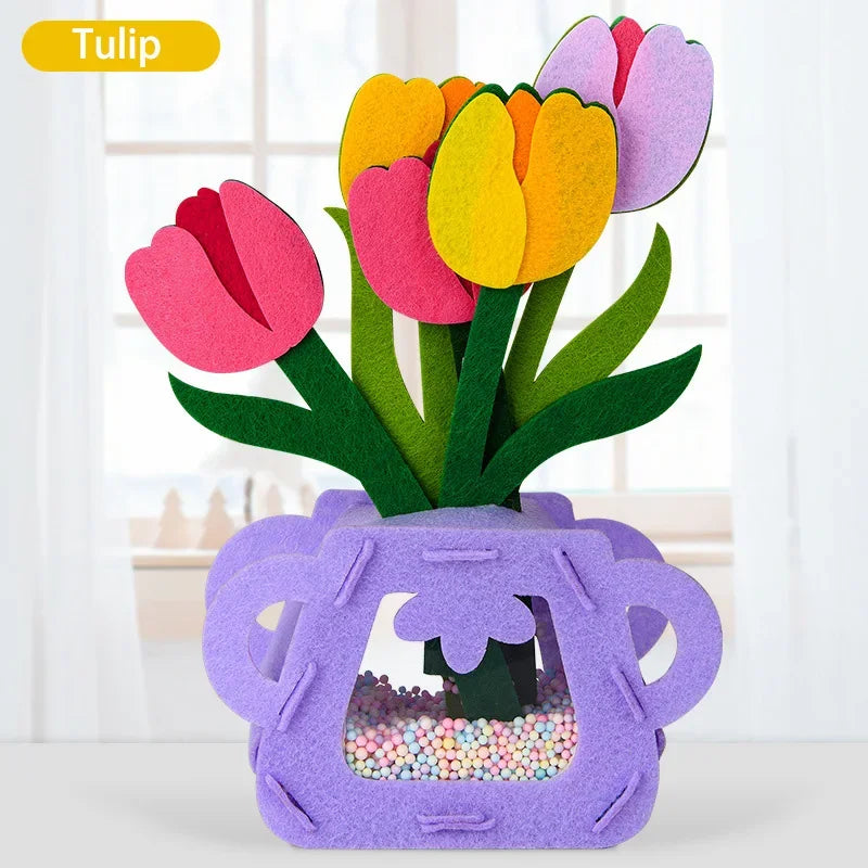 DIY Flower Toys Montessori Arts Crafts Non-weaving Handicrafts Flowerpot Toys for Kids Early Preschool Educational Funny Gifts