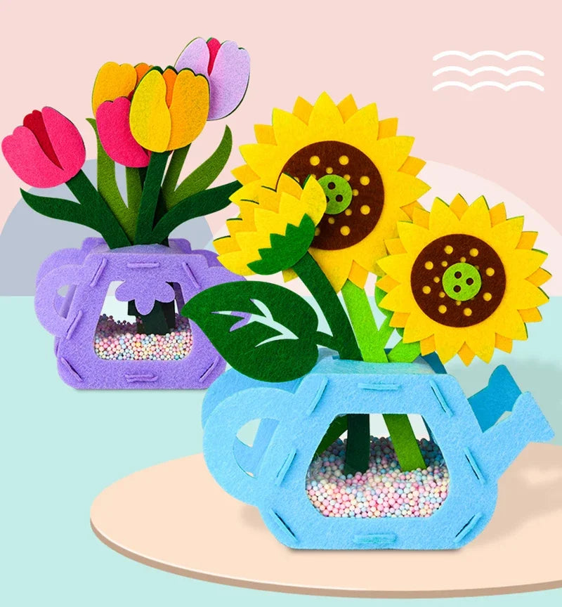 DIY Flower Toys Montessori Arts Crafts Non-weaving Handicrafts Flowerpot Toys for Kids Early Preschool Educational Funny Gifts