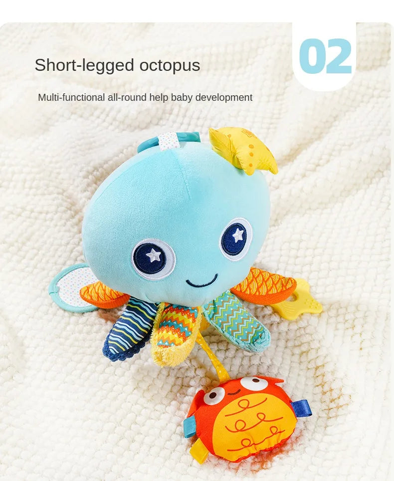 Baby Hanging Rattle Toys Plush Soft Animal Stuffed Handbells Educational Infant Development Handle Toys for Stroller Crib