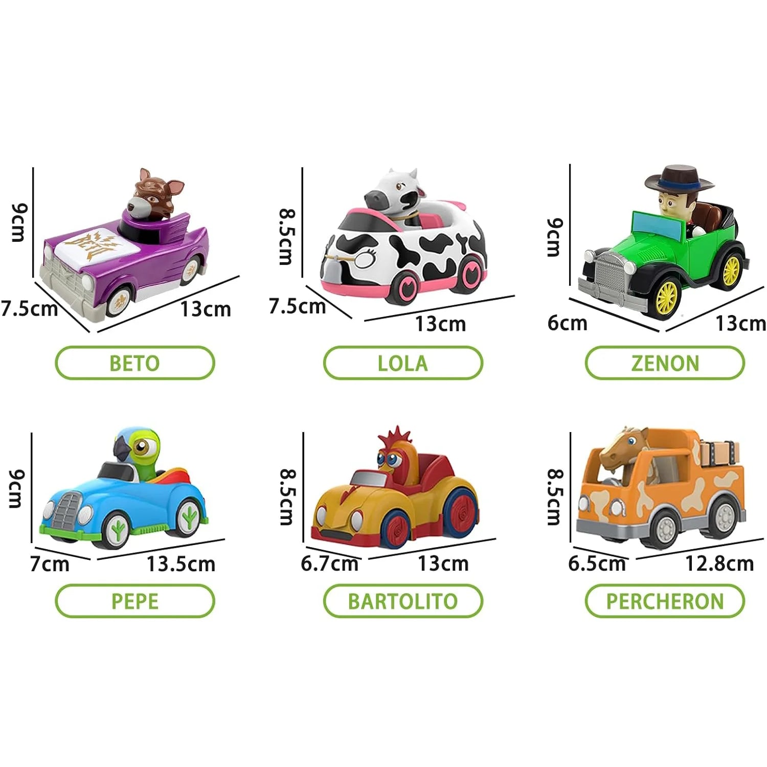 La Granja De Zenon Kids Toy Car Bartolito Car Pull Back Car Toys Inertia Car Set Boys Girls Toys 1-3 Years Old Birthday Gift