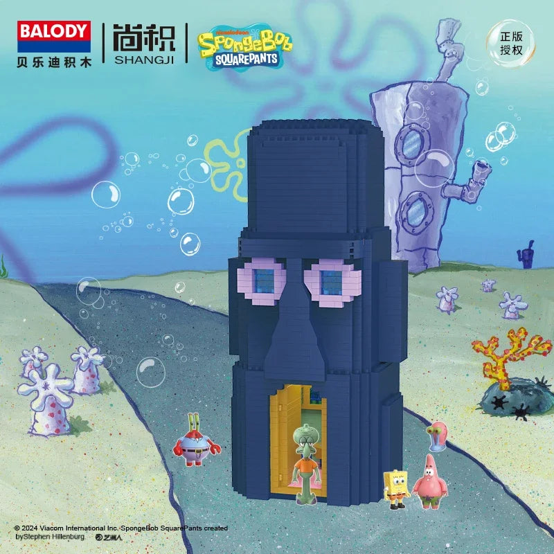 SpongeBob SquarePants Series Building Blocks Krusty Krab Pineapple House Resurrection Island Portrait House Model Bricks Kid Toy