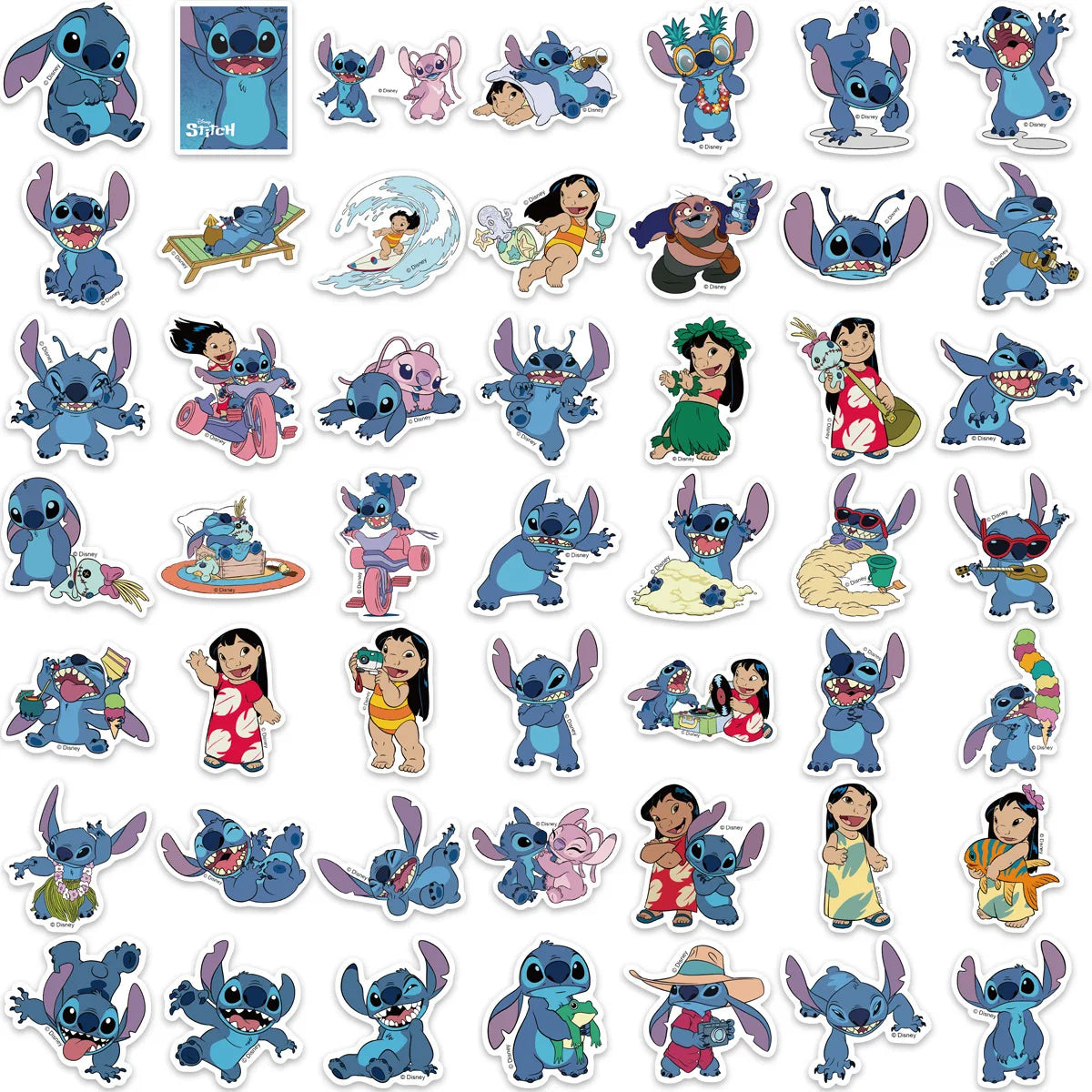 100pc Disney Stitch Stickers for Mickey Minnie Mouse Sticker Pack for Cars Bags Pegatinas Adesivo