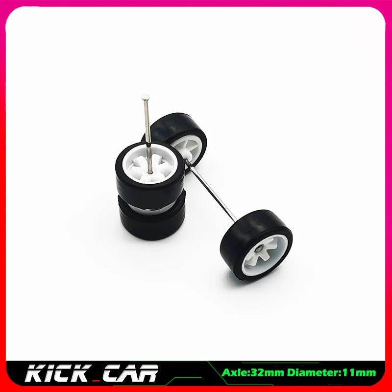 Metallic Color 1/64 Wheels With Rubber Tires 1 Set(4pcs)  Plastic Basic Modified Parts Vehicle Toy For Hotwheels Tomica Mini GT