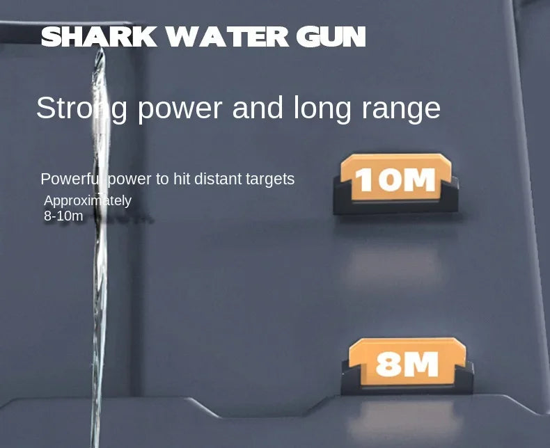 Summer Water Gaming Toy Fully Automatic Continuous Fire Watergun Shark Electric Water Gun Large Capacity Water Spray Gun