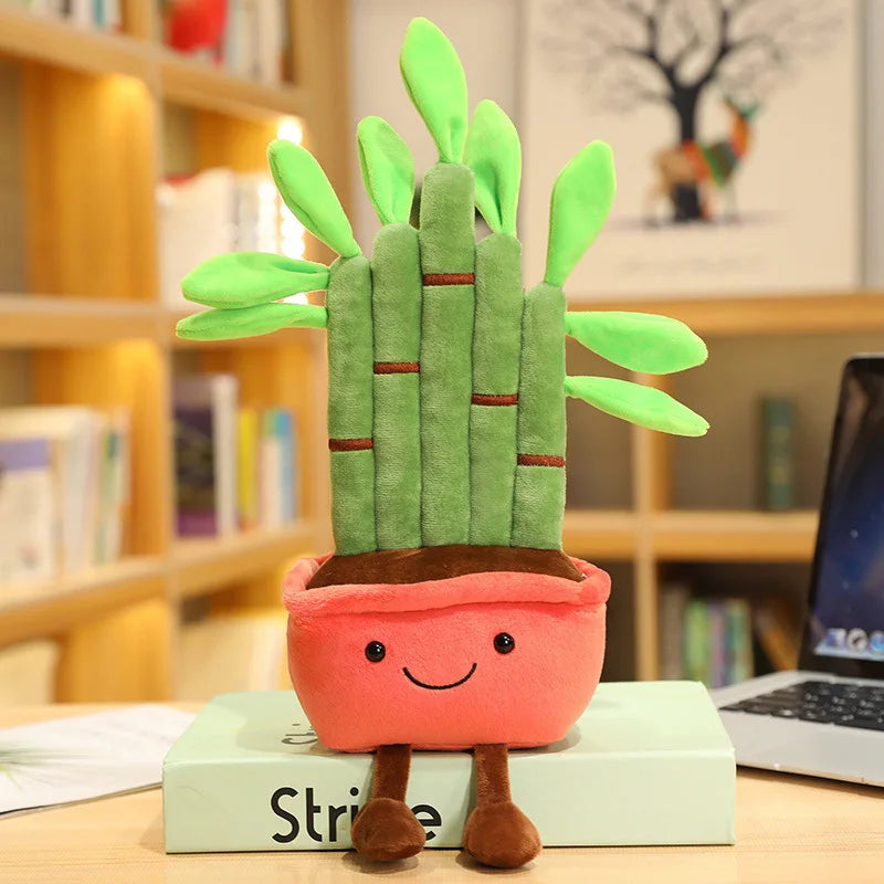 Kawaii Stuffed Plush Plants Lifelike Potted Plant Plush Doll Succulent Pine Tree Cake Bamboo Cactus Pillow Cushion Toy Decor