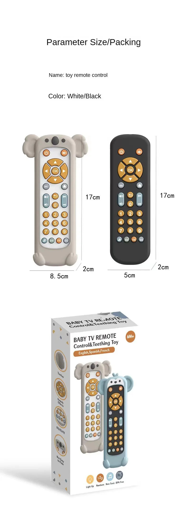 Infant Simulation TV Remote Control Toys with Music and Light Musical Baby Toy Sensory Remote Kid Baby Toys for 1 2 3 Year Old