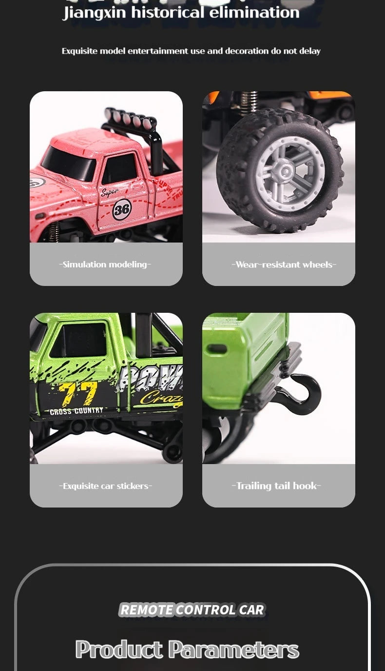 1:64 Speed Mini Off-Road Remote Control Car Alloy Cool Lighting Shock Absorption Children's Desktop Competition Toy Small Gift