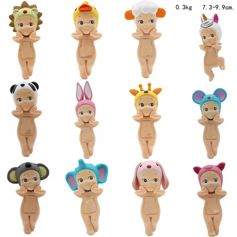 12pcs Sonny Angel Figure Toys 3inch Doll Model Desktop Car Ornament Lying Down Angel Toy Home Decoration Kids Birthday Gifts