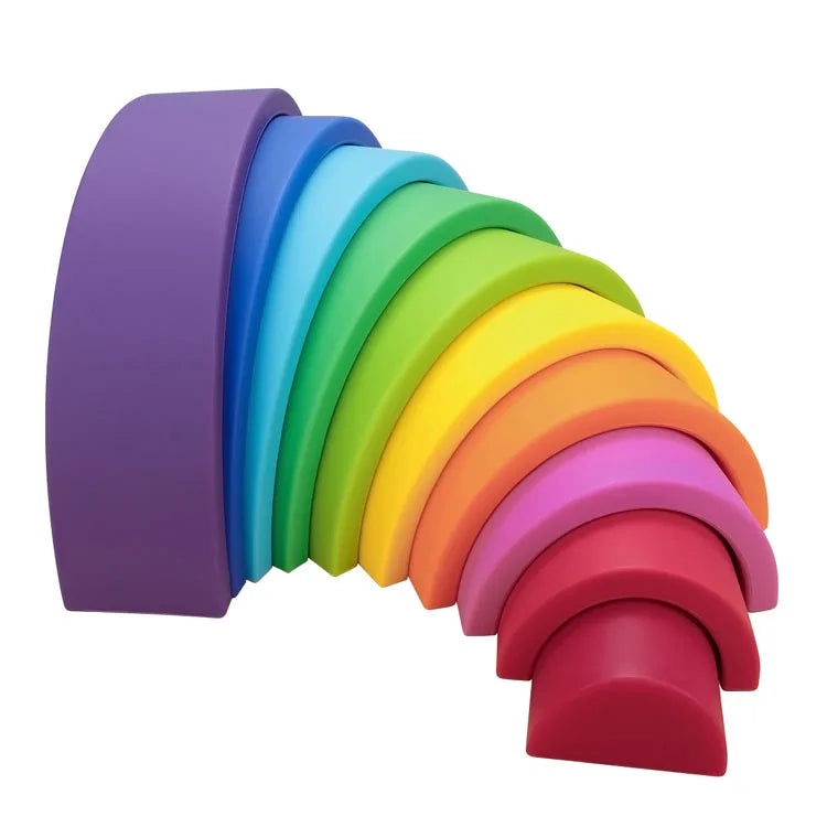10Pcs/Set Baby Silicone Building Block BPA Free Rainbow Soft Block 3D Educational Montessori Stacking Toys Baby Teether Gift