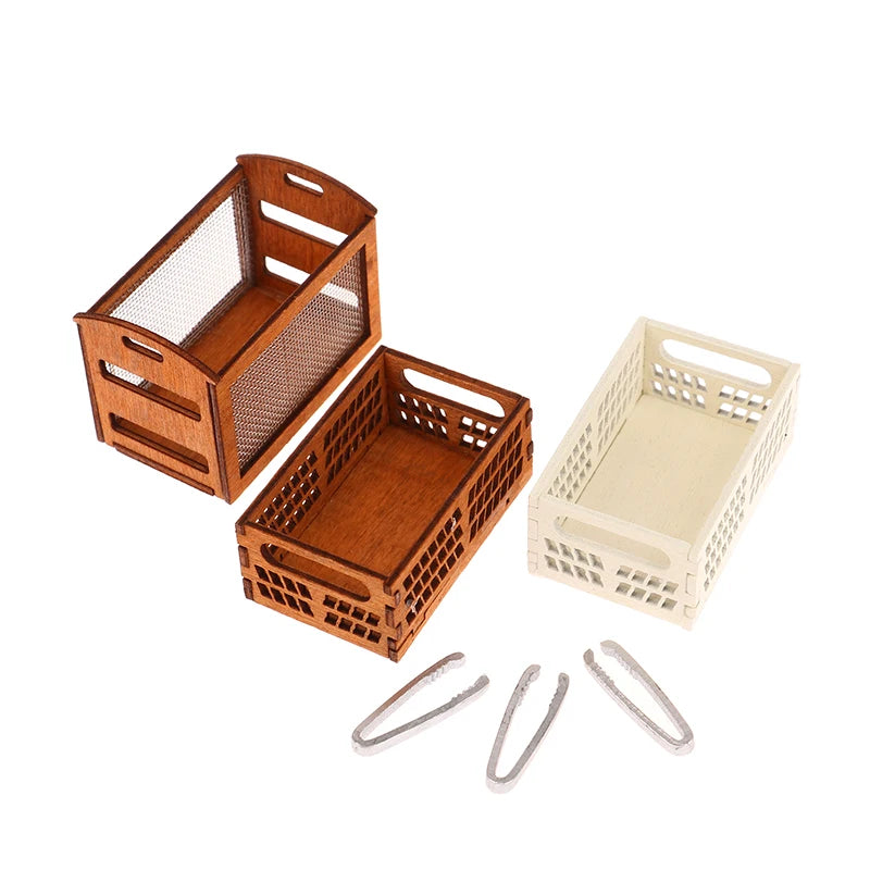 1 Set 1:12 Dollhouse Miniature Bread Rack Cake Shelf Storage Box/Basket W/Baking Clip Scene Decor Doll House Accessories