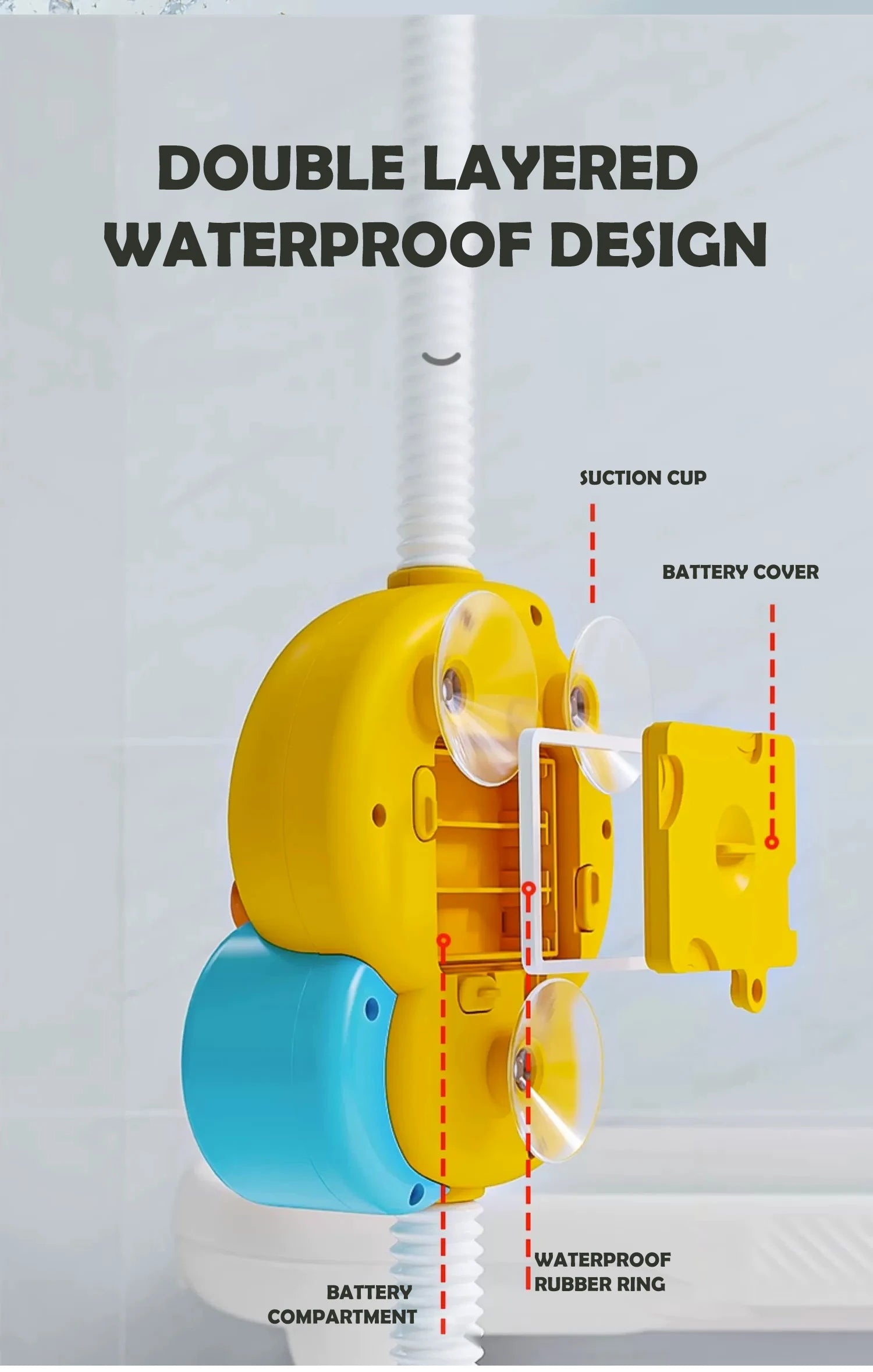 Baby shower toy with water spray, duckling flower model, rotating faucet, electric shower, water spray, swimming, baby shower to