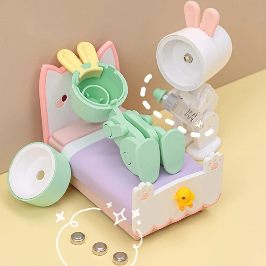 LED Night Light Mini Pet Cute Lamp Ins Student Gift Cartoon Pet Folding Table Lamp Kids Room Bedside Bedroom Living Room Decor