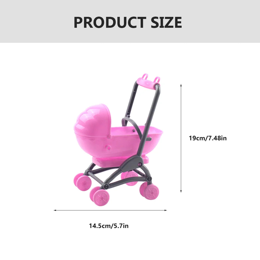 Mini Shopping Cart Simulated Stroller Furniture House Decoration Model Toy Simulation Plastic Mini Baby Carriage Playing